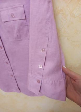 Льняная рубашка красивого лилового оттенка4 фото