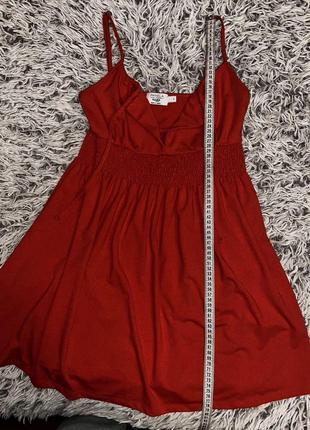 Платье сарафан красное летнее на бретельках мини4 фото
