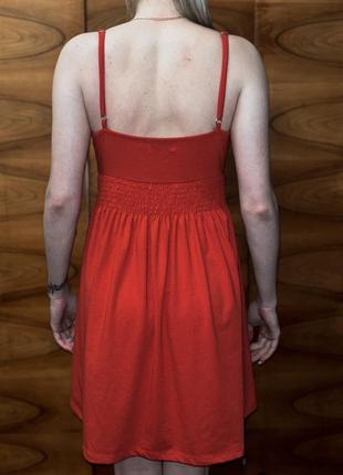 Платье сарафан красное летнее на бретельках мини3 фото