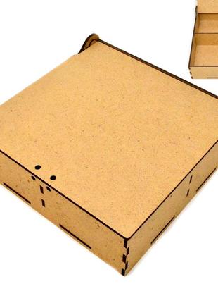 Коробка з осередками 16х16х5см подарункова упаковка з мдф дерев'яна крафтова коробочка для подарунка merry christmas3 фото