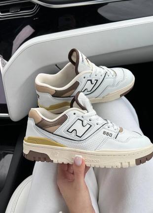 Женские кроссовки new balance 550 white brown