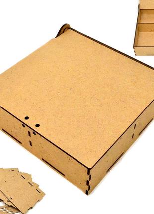 Коробка з комірками (в розібраному виді) 16х16х5см дерев'яна подарункова коробочка мдф для подарунка merry christmas4 фото