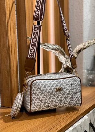 Сумка белая женская в стиле michael kors 2в1 клатч сумка маленькая майкл корс кросс-боди