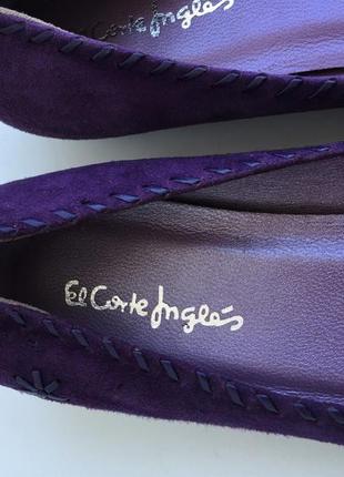 Кожаные туфли балетки фиолетовые 39 р., замшевые, натуральная кожа el corte ingles3 фото