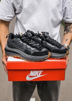 Мужские кроссовки nike vaporwaffle sacai  black\brown #найк