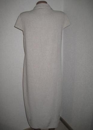 Бежевое платье рубашка халат некст р-р14 вискоза+лен.5 фото
