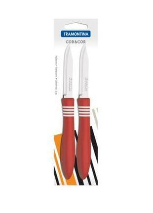 Набор ножей tramontina cor & cor для овощей 2шт 76 мм red (23461/273)