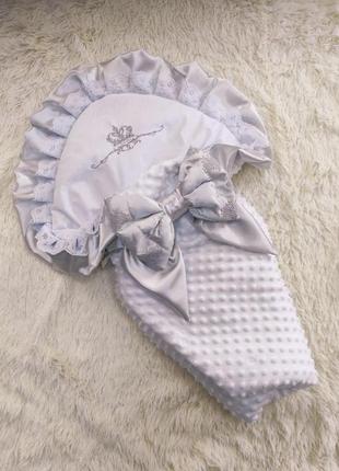 Демисезонный плюшевый комплект одежды для новорожденных, серый3 фото