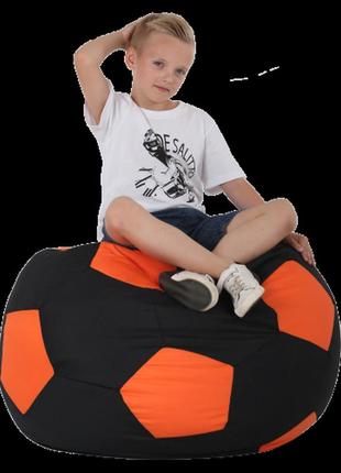 Крісло-мішок м'яч хатка середній чорний з оранжевим