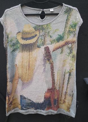 Стильная майка из вискозы с рисунком s.oliver