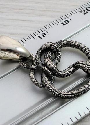 Кулон змея серебро ручная работа - символ бесконечности - кулон круглая змея - ручная работа3 фото