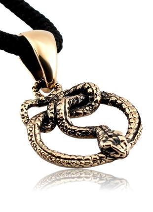 Кулон змея бронза ручная работа - символ бесконечности - кулон круглая змея - ручная работа