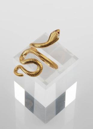 Кільце змійка з каменем циркон бронза ручна робота7 фото