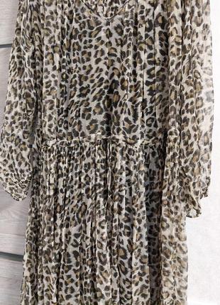 Воздушное шифоновое платье миди в леопардовый принт swildens( размер 38-40)3 фото