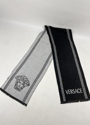 Unisex длинный шарф versace медуза коллекция gorgona logo wool шаль print двухсторонний монклер накидка на горло chanel зима платок стиль prada кашне