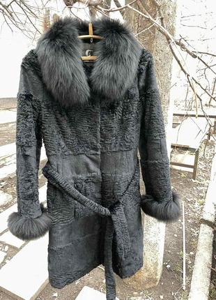 Шубка шуба каракуль ворот песець розмір s