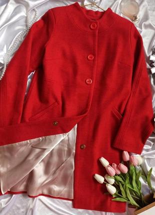 Красное кашемировое пальто весна/осень/демисезонное7 фото