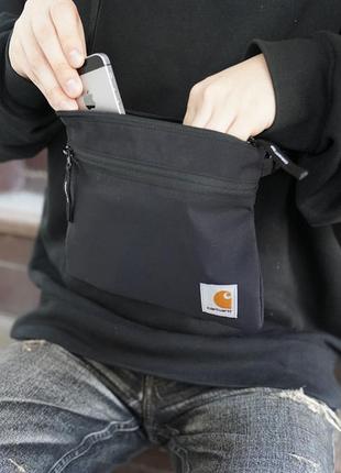 Мессенджер carhartt сумка, барсетка кархарт черная через плечо мужская5 фото