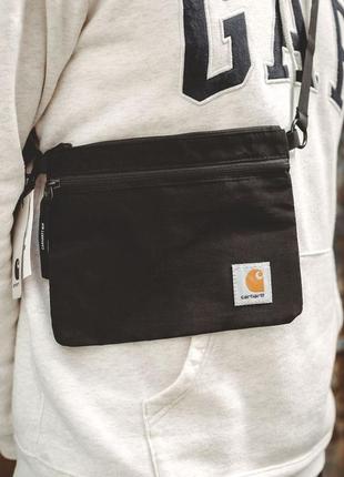 Мессенджер carhartt сумка, барсетка кархарт черная через плечо мужская3 фото
