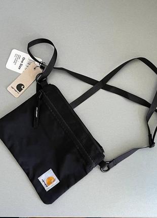 Мессенджер carhartt сумка, барсетка кархарт черная через плечо мужская4 фото
