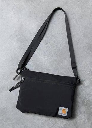 Мессенджер carhartt сумка, барсетка кархарт черная через плечо мужская2 фото