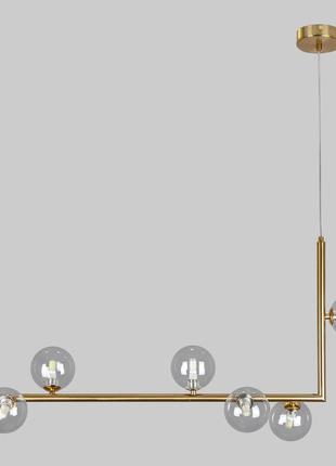 Бронзовая длинная люстра на 6 ламп с прозрачными плафонами (61-v1026-6 brz+cl)