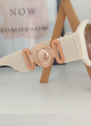 Окуляри uv400 очки стильні модні трендові з декором на дужці нові якісні бежеві5 фото