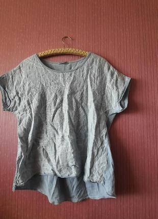 Дизайнерська стильна італійська футболка кофта льон котон8 фото