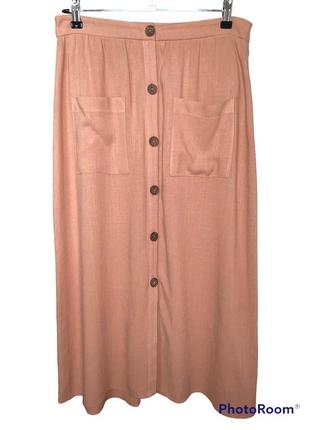 Юбка миди натуральная ткань, юбка с карманами.1 фото