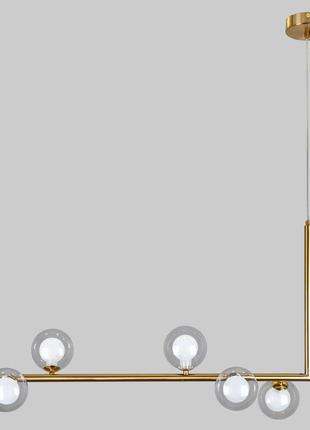 Бронзова довга люстра на 6 ламп з подвійними кулями (61-v1026-6 brz+clwh)