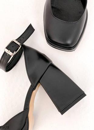 Туфли на каблуке натуральная кожа черный2 фото
