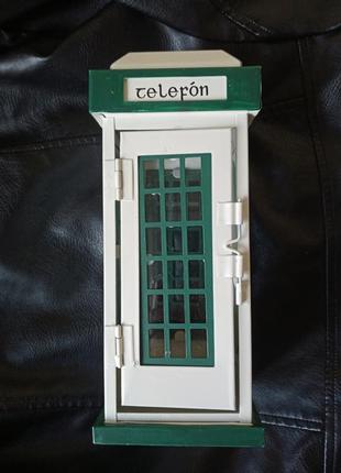 Підсвічник на електричну свічку, декоративна телефонна будка2 фото