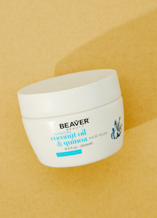 Зволожувальна маска beaver coconut oil &amp; quinoa mask для сухого та пористого волосся з кокосовою олією 2502 фото