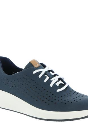 Нубукові кросівки clarks un rio tie blue