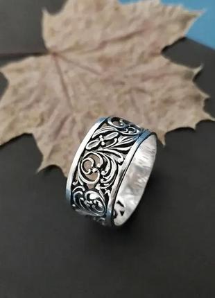 Кольцо серебро 925 колечко серебряное ажурное орнамент 120151 фото