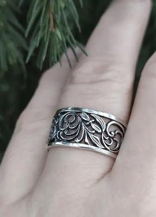 Кольцо серебро 925 колечко серебряное ажурное орнамент 120152 фото
