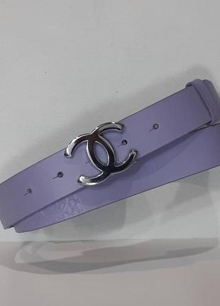 Ремінь 02.079.062 шкіряний бузковий завширшки 35 мм з білою пряжкою