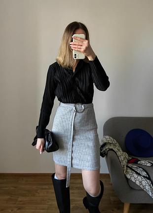 Трикотажна сіра спідниця 8