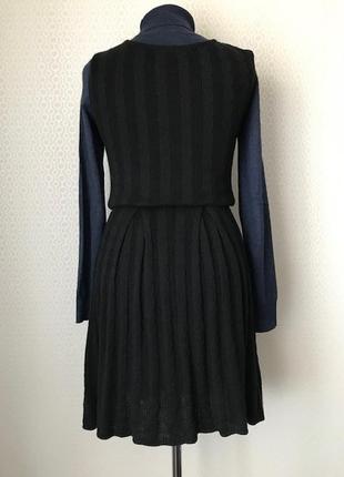 Вязаное косами черное платье без рукавов / сарафан от rainbow, размер 40/42, укр 46-48-507 фото