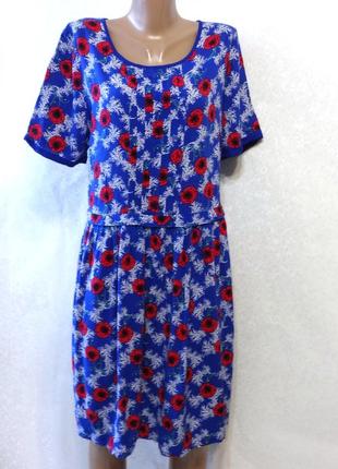 Платье с натуральной ткани в принт маки tu" , р.529 фото