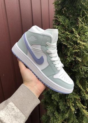 Кроссовки nike air jordan 1 retro white grey violet