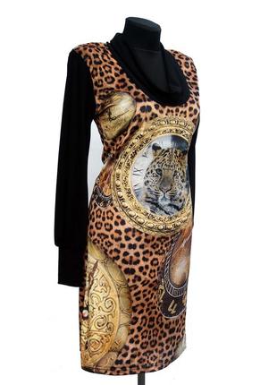 Дешево. шикарное велюровое платье. леопард и принт. новое, р. 42-464 фото