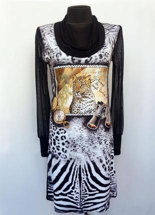 Суперцена. шикарное платье. леопард и принт зебры. новое, р. 42-461 фото