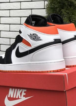 Кросівки nike air jordan 1 retro white black orange3 фото