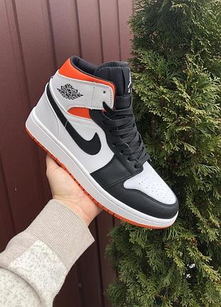 Кросівки nike air jordan 1 retro white black orange
