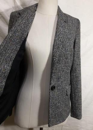 Женский брендовый пиджак с карманами твидовый  жакет, блайзер с вискозой4 фото