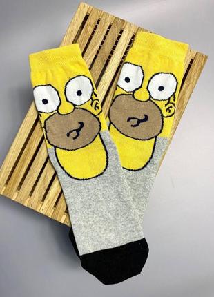 Шкарпетки жіночі високі 1 пара "гомер сімсон" жовто-сірий