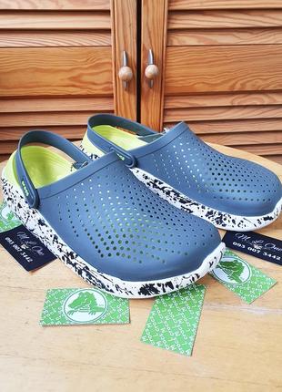 Кроксы кляксы crocs literide clog charcoal lime в графитовом с лаймом цвете5 фото