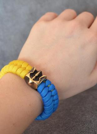 Браслет из паракорда с гербом украины с флагом нейзильбер на фастексе + брелок в подарок