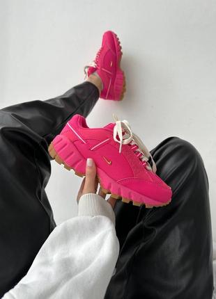 Нереальные женские кроссовки nike x jacquemus pink малиновые розовые6 фото